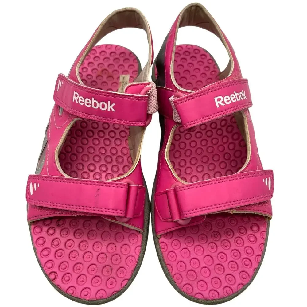 Reebok Wave Glider III Kids Sport Sandals SIZE 5 Pink Gray Hook & Loop Beach